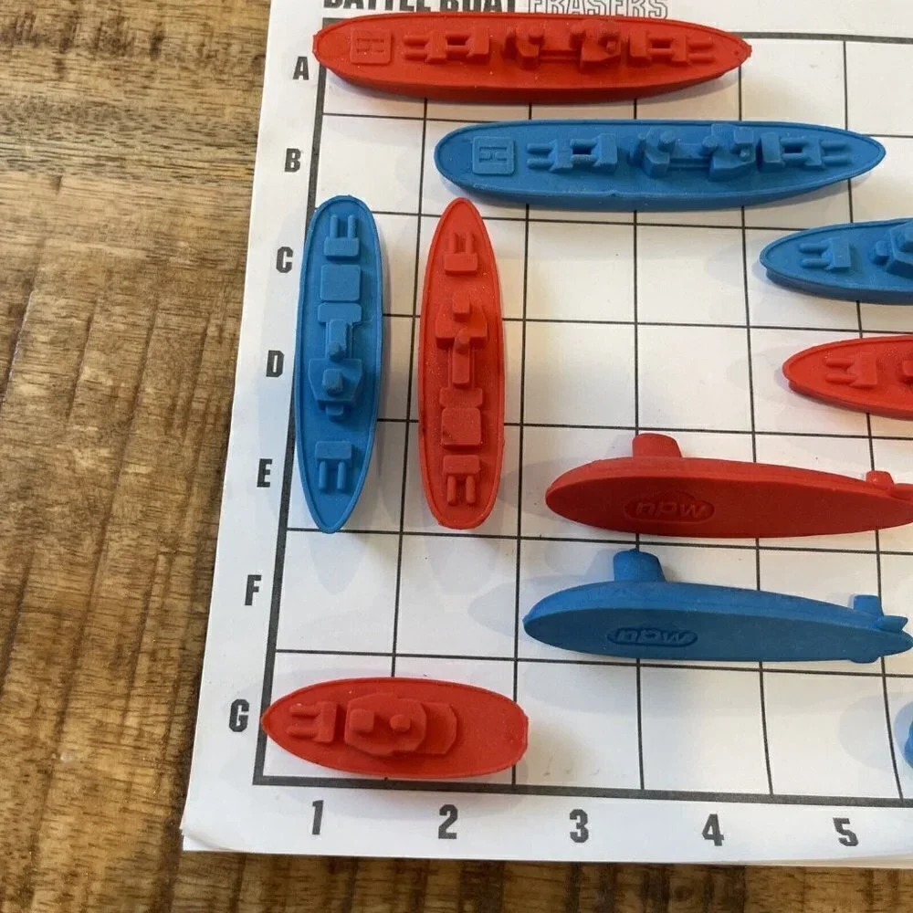 Battle Boat Erasers Game Set by NPW Battleships Naval Ships Preowned